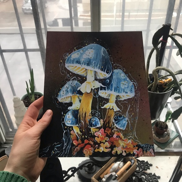 Moon and Star Mushroom Print - Picture 3 of 3